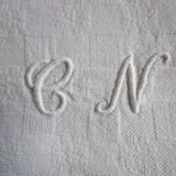 4 large antique damask napkins, monogrammed
