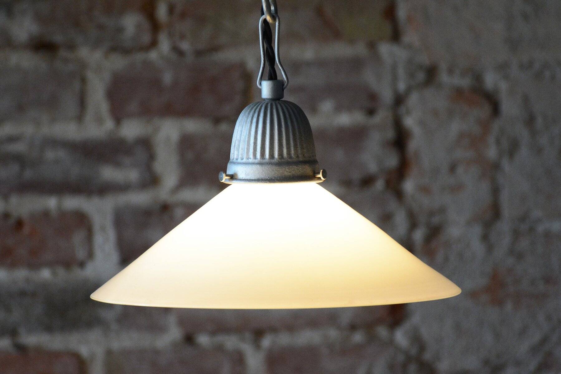 Mid-Century Chandelier in Metal and Opal Glass, Czech, 1970s
