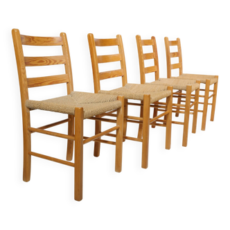 Scandi design rope wicker chairs vintage dining chairs 70s
