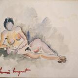 Watercolor "Nude Woman" by Rémi Leyrat