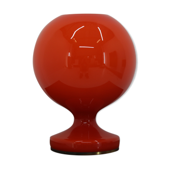 Red allglass table lamp designed  by Štefan Tabery,1960