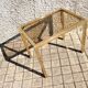 Coffee table in gilded brass and smoked glass vintage design 1960-1970