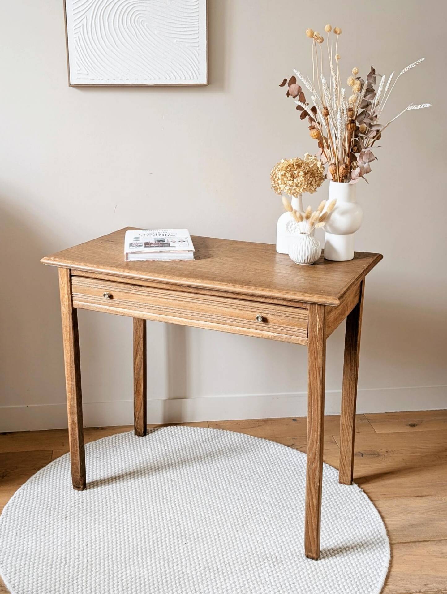 Table bureau console chêne massif 