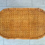 Vintage bamboo and woven wicker coffee table