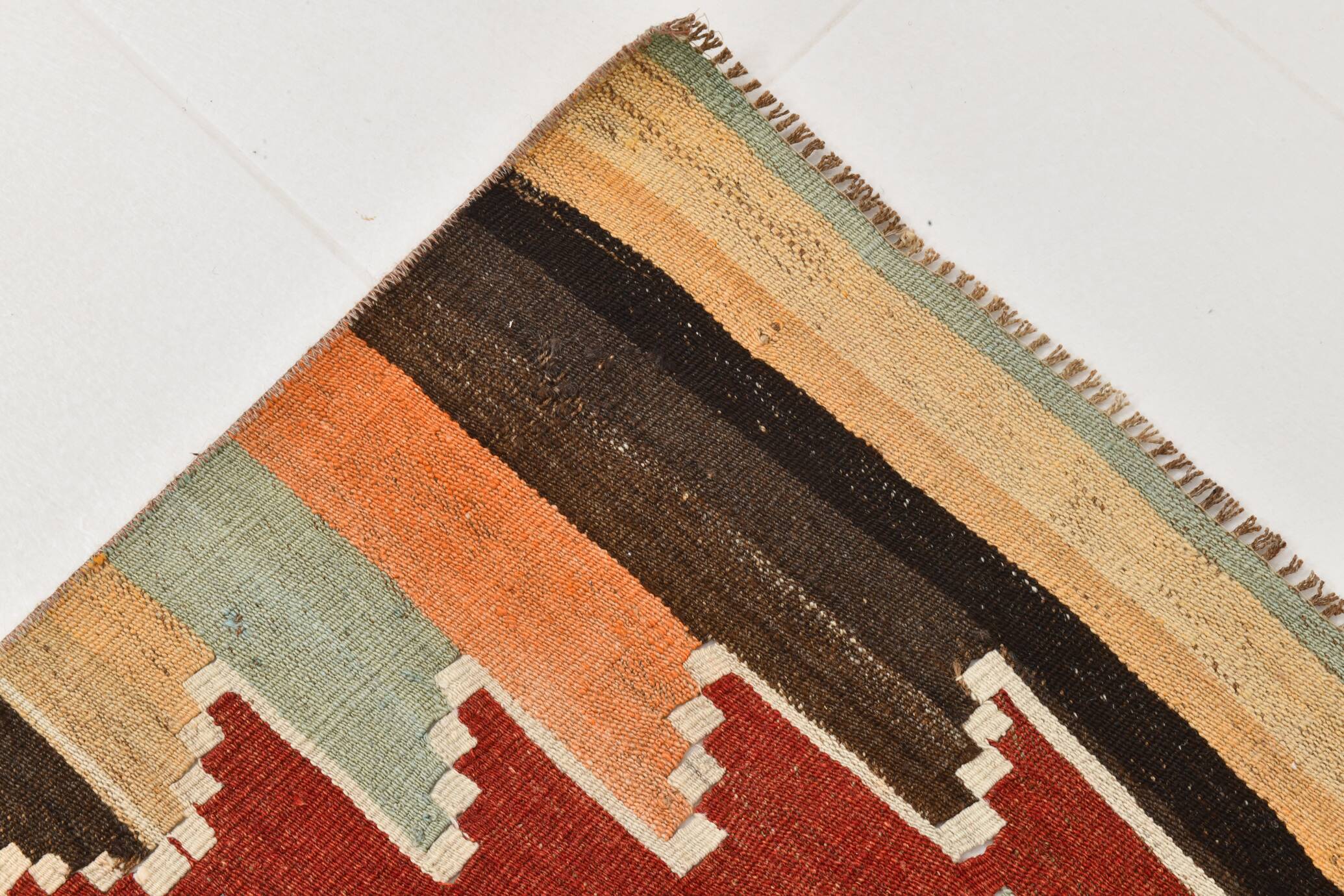 Tribal Pattern Vintage Kilim Runner Rug, 80x347Cm