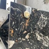 Coffee table year 80 Italian marble and glass