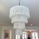 Large Murano Glass “Tronchi” Chandelier in White Alabastro, Italy, 197
