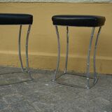 Pair of Bamboo Style Stools Attributed to Jacques Adnet: