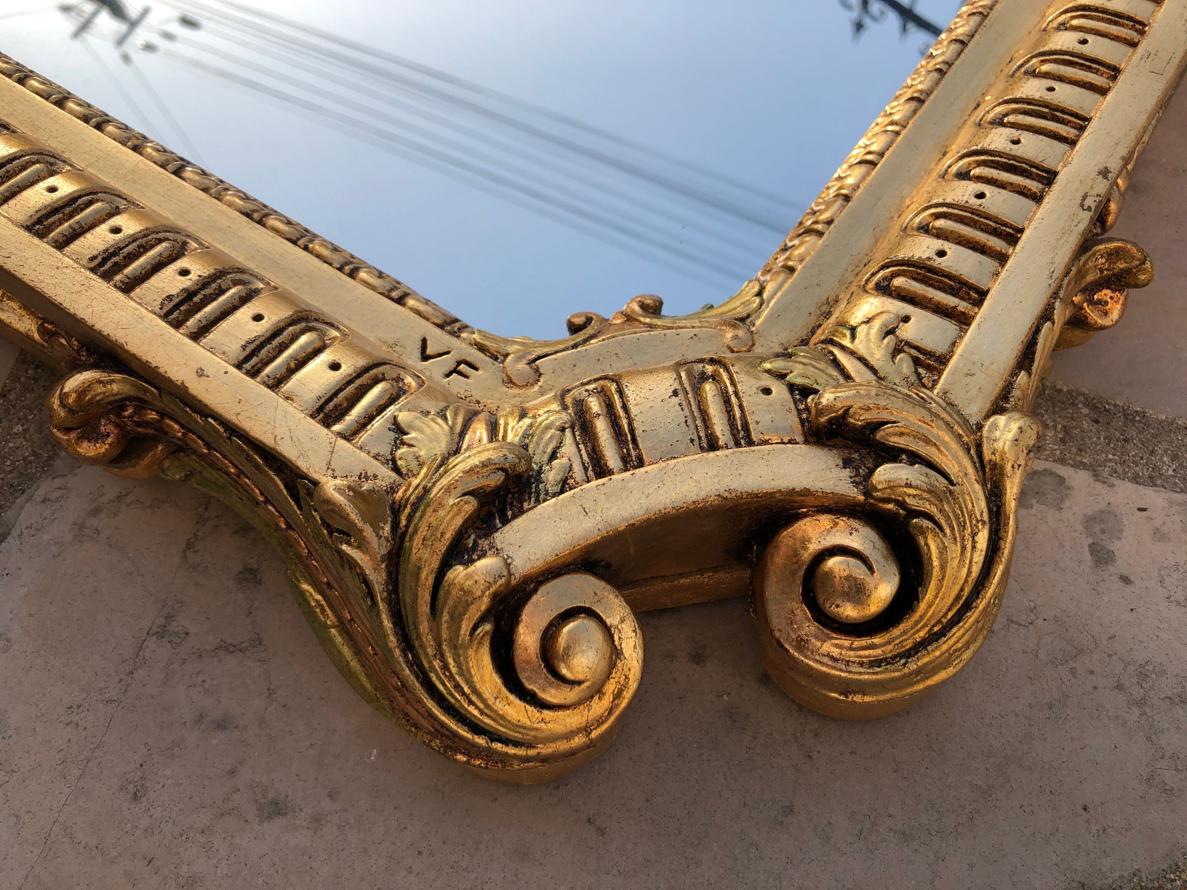 Gilded wooden mirror Regency style 54 x 95 cm