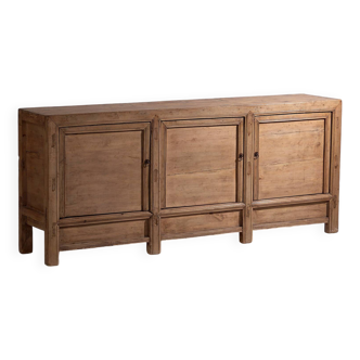 Antique three-door pine wood sideboard (circa 1920)