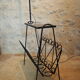 1970s black wrought iron ironing board with enamelled tiles