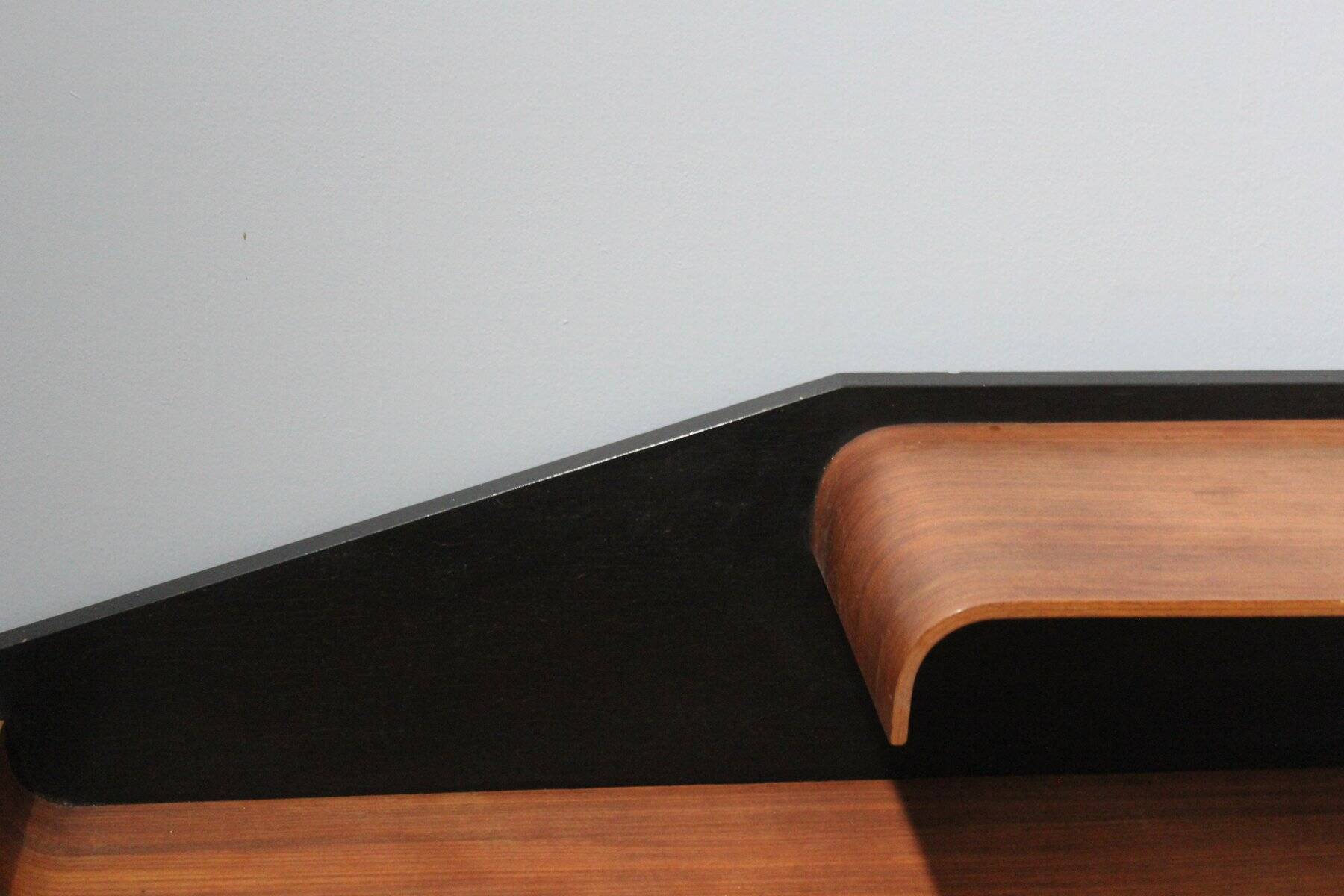 Small Mid-Century Shelf in Rosewood and Black Laminate, 1960s