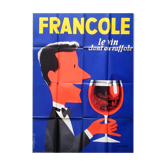 Original advertising poster of 1957 Francole le vin, which is loved by 120x160 Jean Desaleux