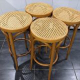 Set of 4 traditional cane stools