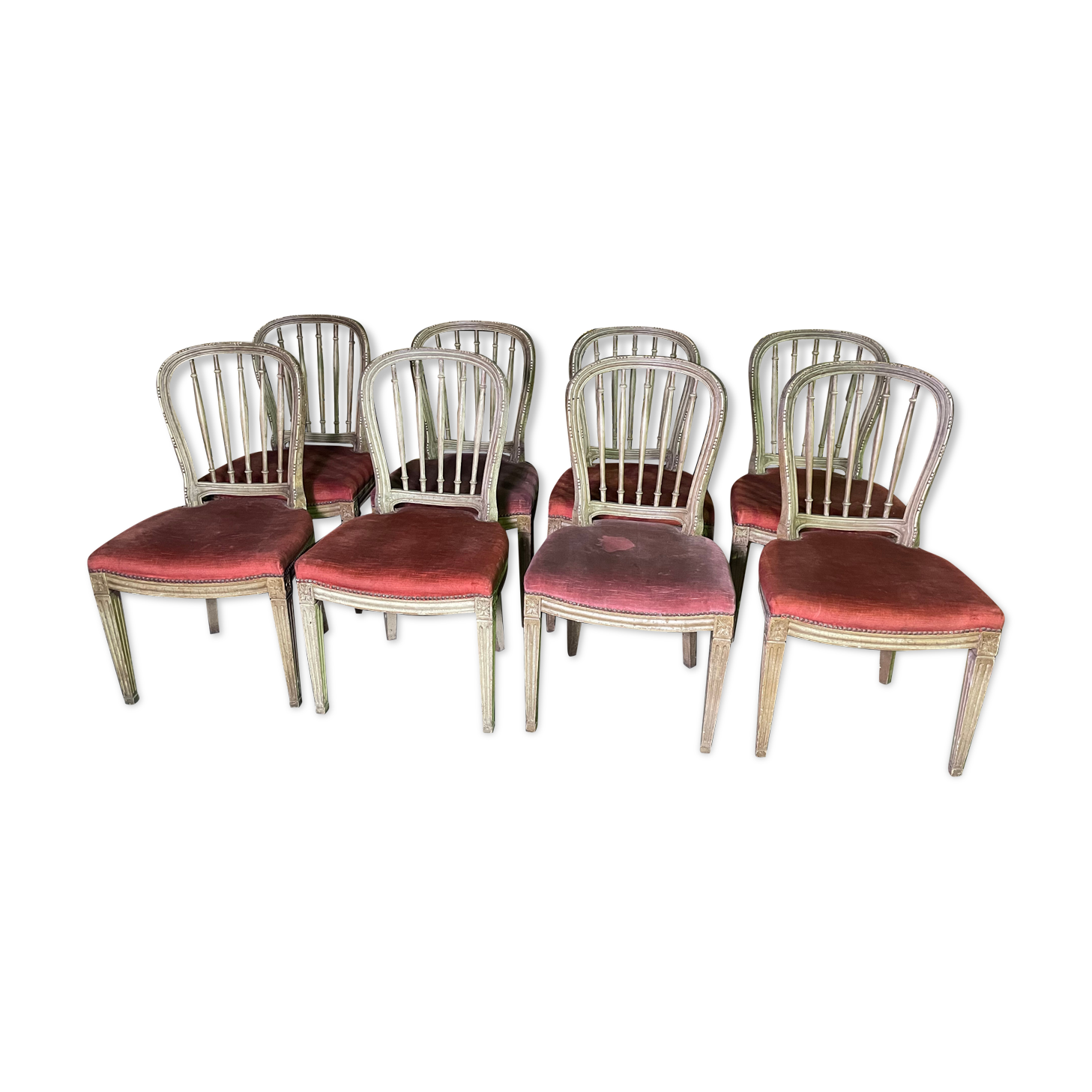 Suite of 8 chairs bars style Louis XVI 1950