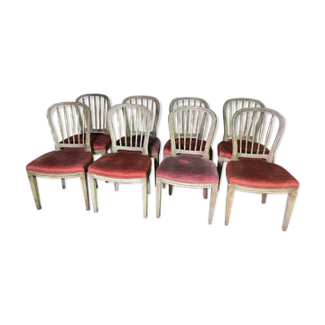 Suite of 8 chairs bars style Louis XVI 1950