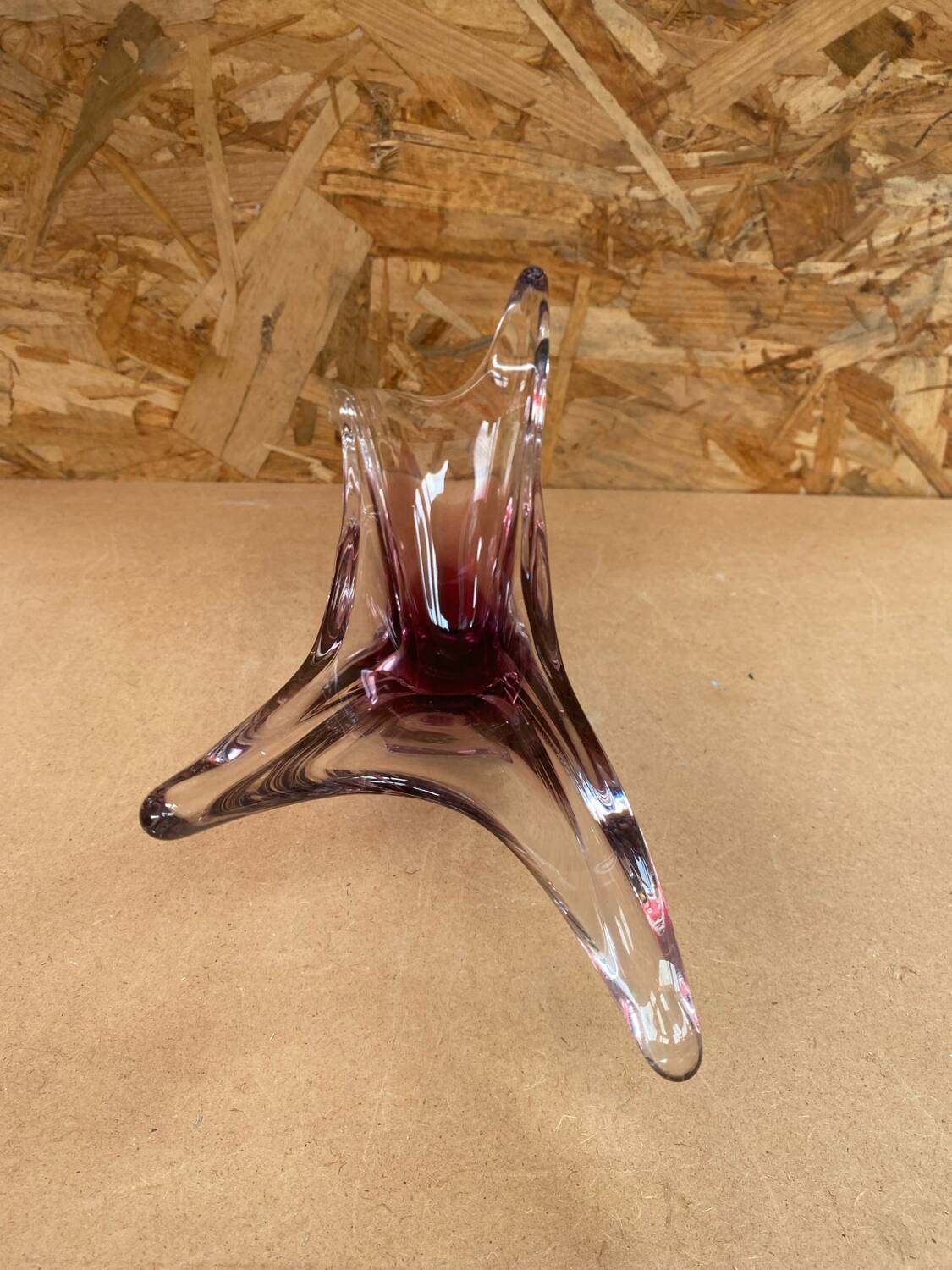 Old Empty Pocket Crystal Cup Purple & Transparent Vintage #B086