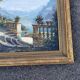 Large oil on canvas, Mediterranean terrace by the lake, signed, gilded frame.