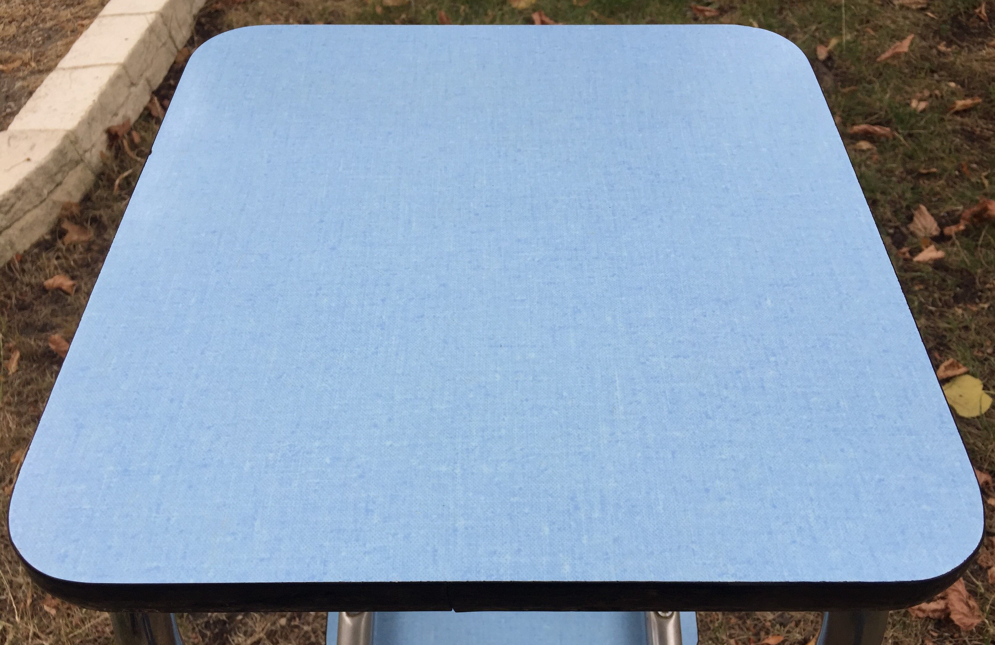 Flexible stool in vintage sky blue formica stepladder