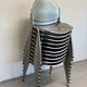Vintage Sokoa stackable chairs, brutalist perforated metal chairs.