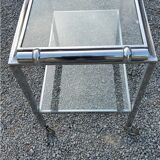 Rolling service chrome art deco double glass trays 1930