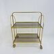 Mid-century modern folding bar cart in brass and ribbed acrylic glass, 1970s