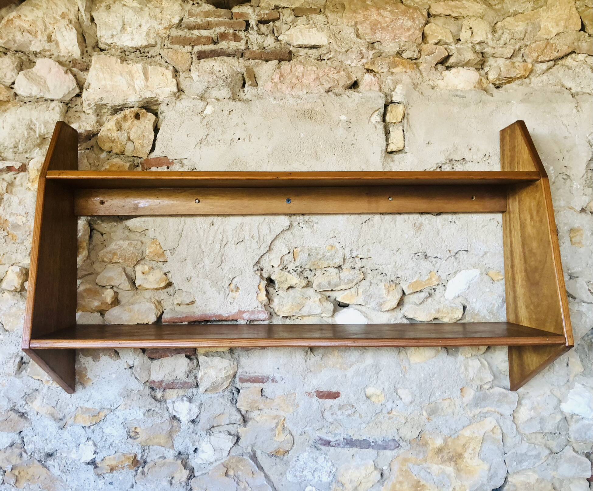 Vintage wall shelf with two shelves, 1970's