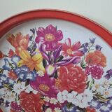 Vintage Metal Tray with Vibrant Floral Pattern