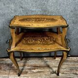 Double-top tea table in marquetry, Napoleon III period, circa 1850-1880