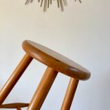 petit tabouret en pin années 60