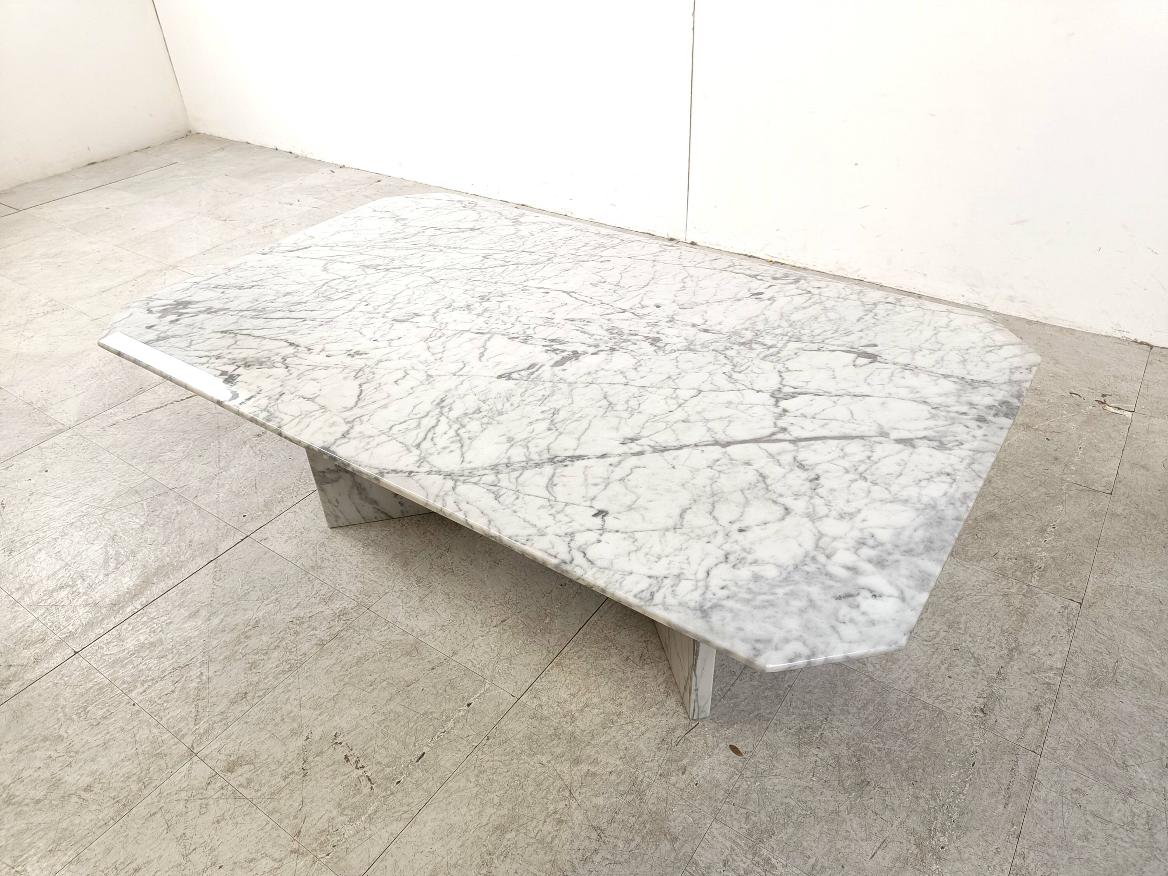 Vintage white marble coffee table, 1970s