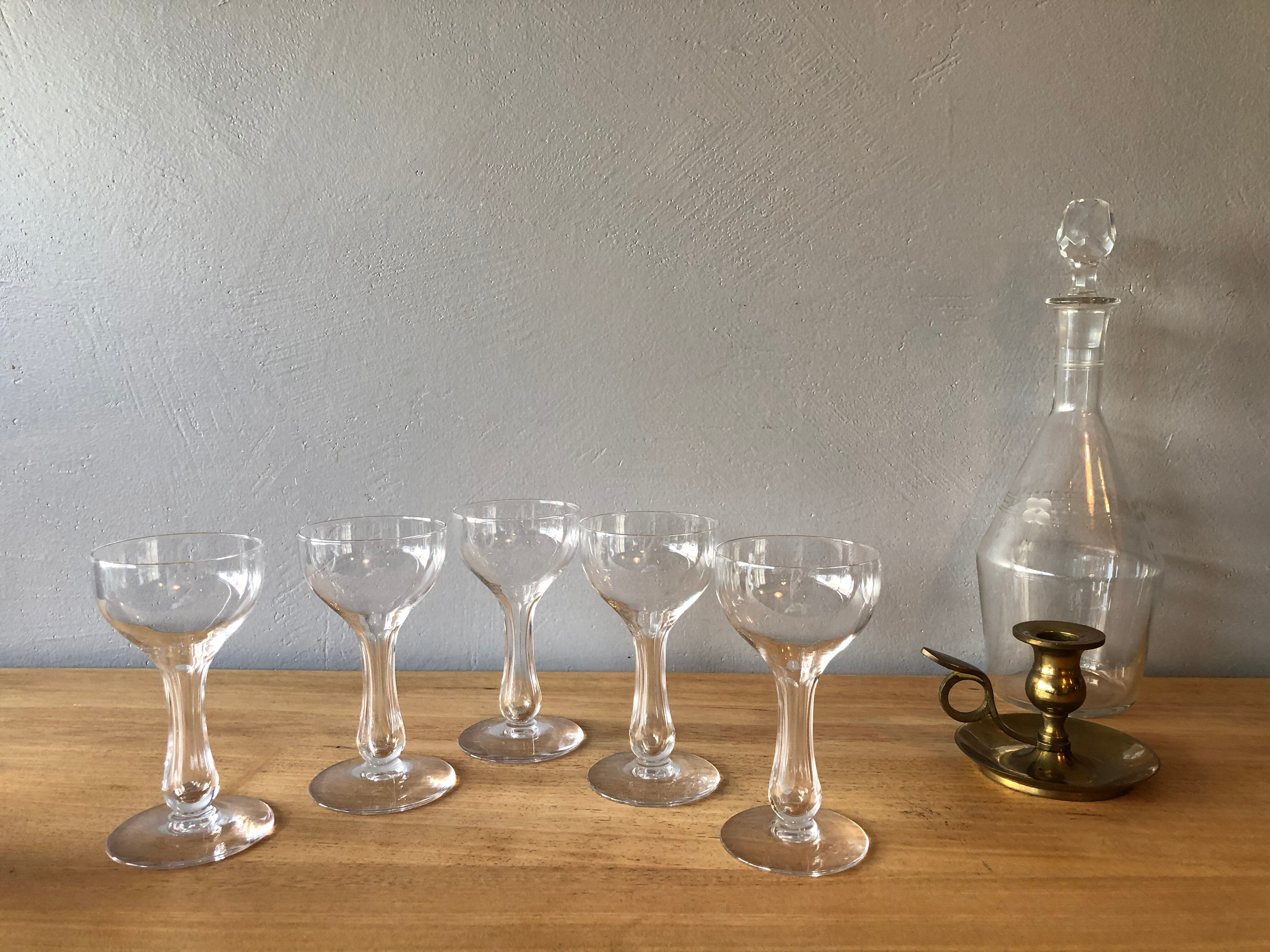 5 champagne flutes in Portieux crystal