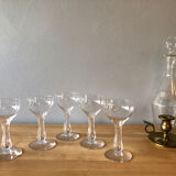 5 champagne flutes in Portieux crystal