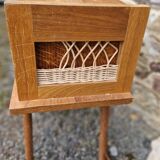 60s rattan bed and bedside set