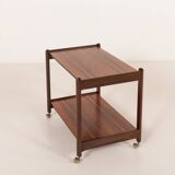 Italian mid century bar trolley, serving cart in rosewood, 1960s