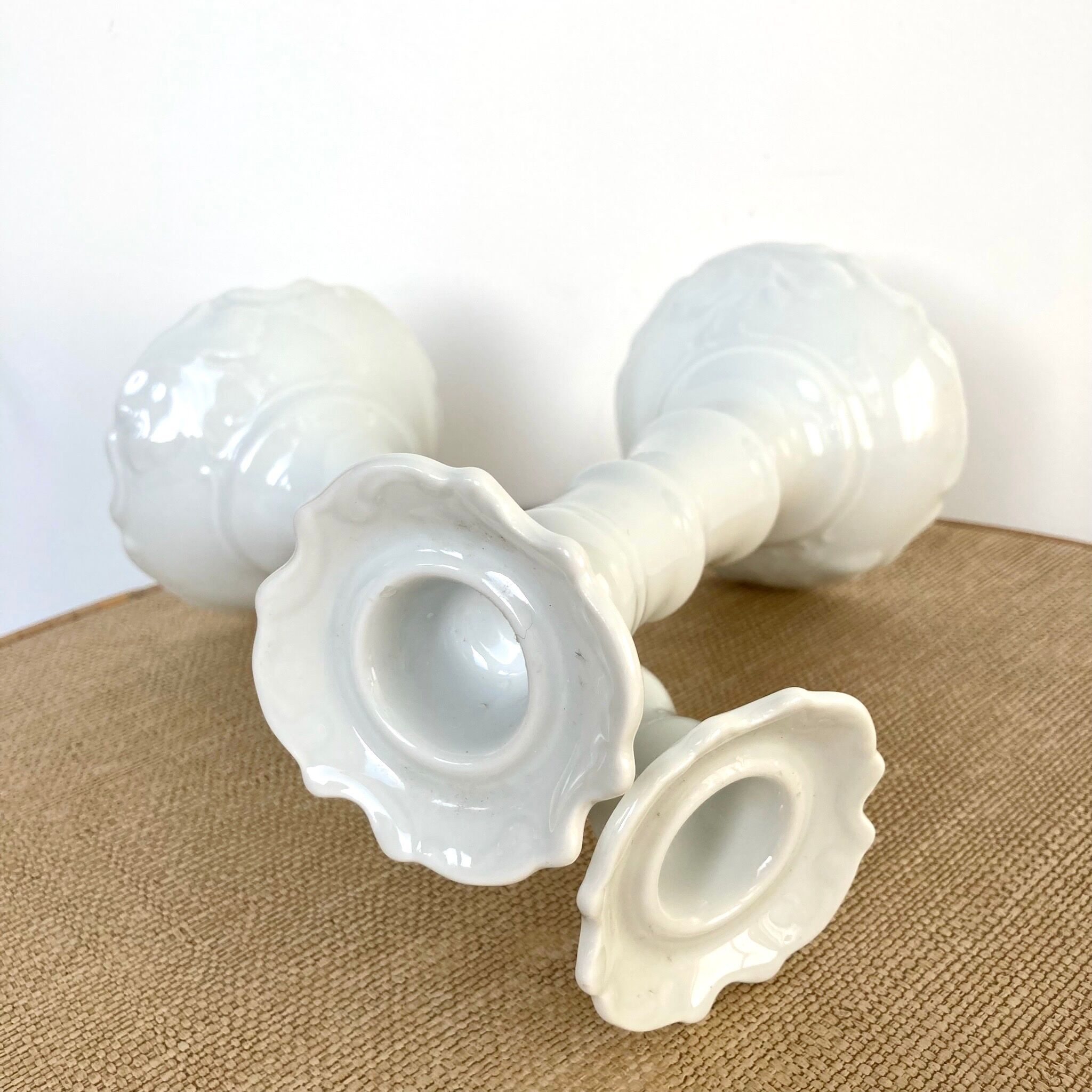 Pair of porcelain candle holders