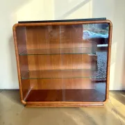 Vintage Art Deco display cabinet in mahogany with a black marble top.