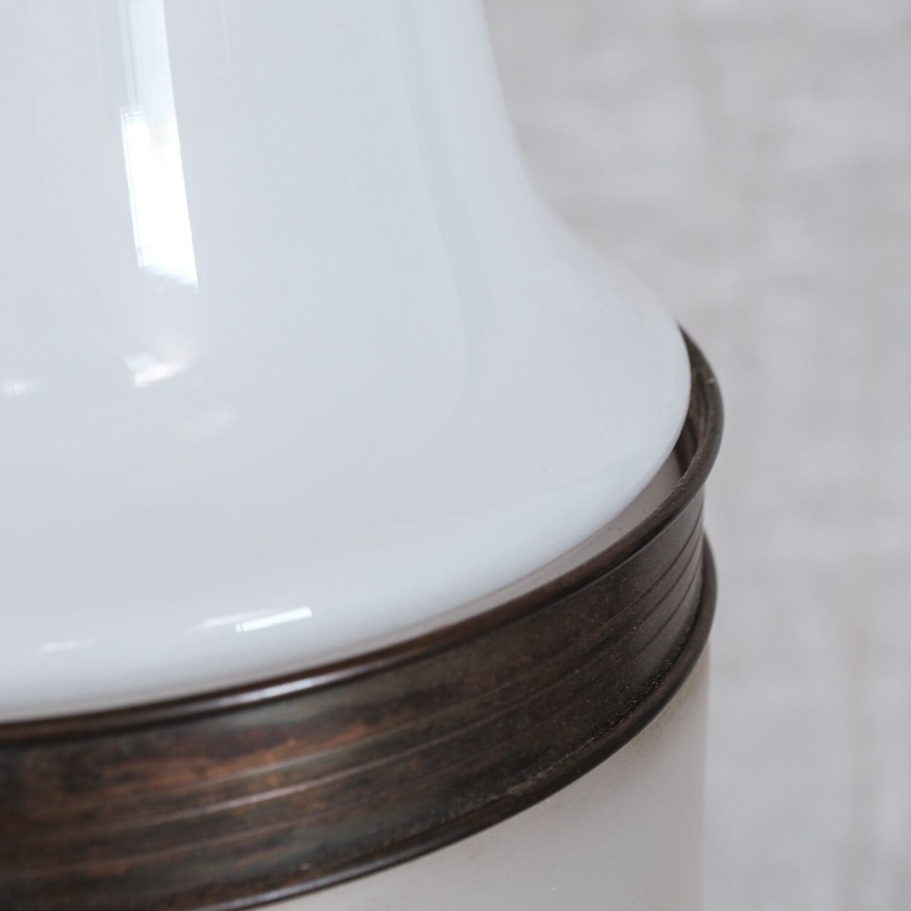 Antique two tone glass and copper pendant light