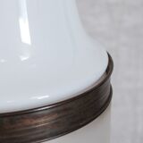 Antique two tone glass and copper pendant light