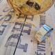 Amber glass hanging lamp