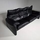 3-seater leather sofa by Vico Magistretti for Cassina, 1970.