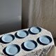 Set of 6 vintage blue dessert plates D18 (1)