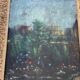 Old large pastel tableau - Scene of a wooded and flowered garden