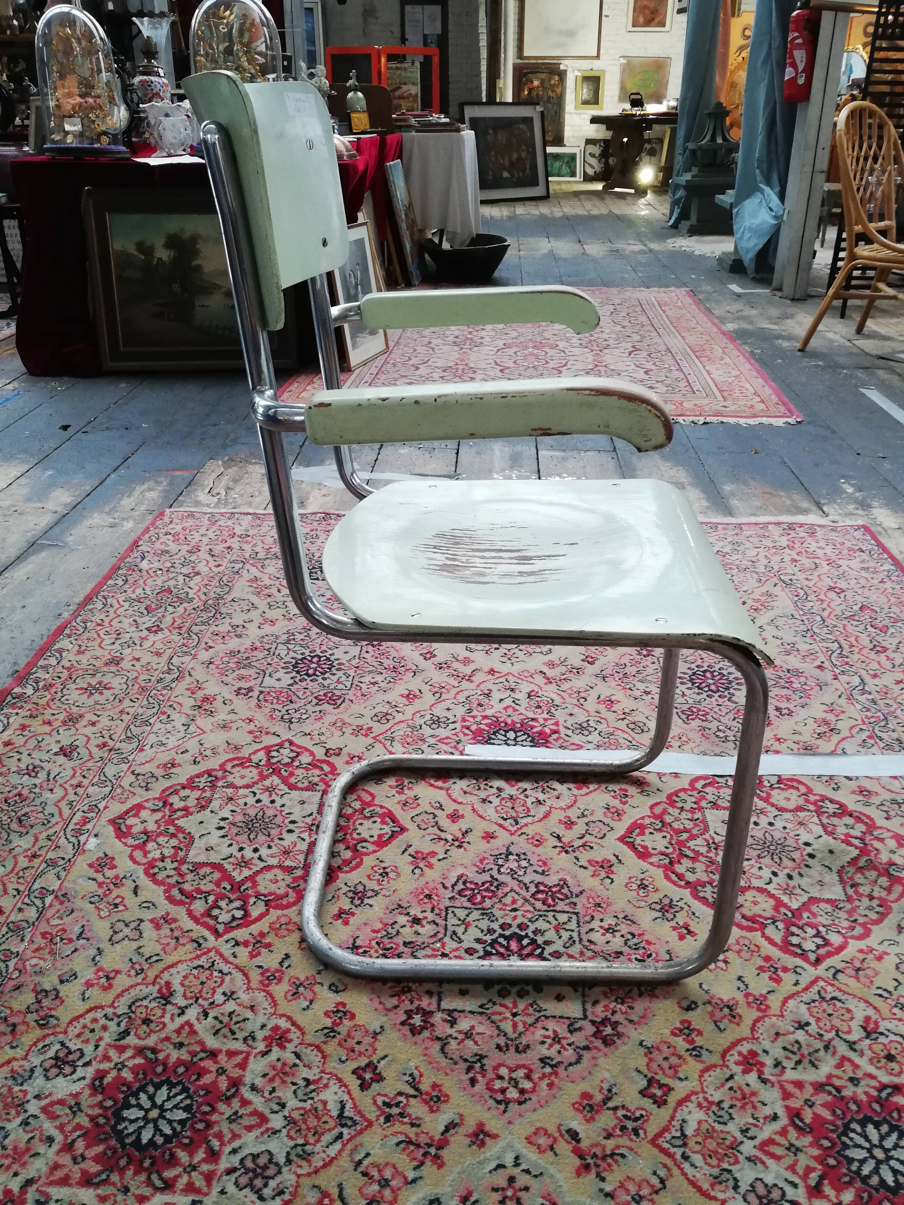 Czech armchair wood and chrome, Mart Stam, Konova 1940