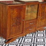 Solid walnut sideboard with small display cabinet