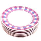 6 small porcelain plates with checkerboard decor