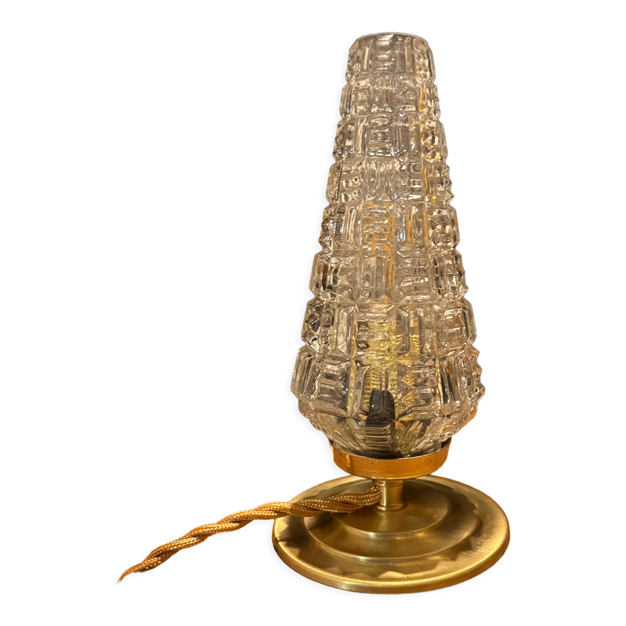 Table lamp antique globe tulip molded glass vintage patterns 70'