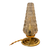 Lampe à poser tulipe globe ancien en verre moulé motifs vintages 70'
