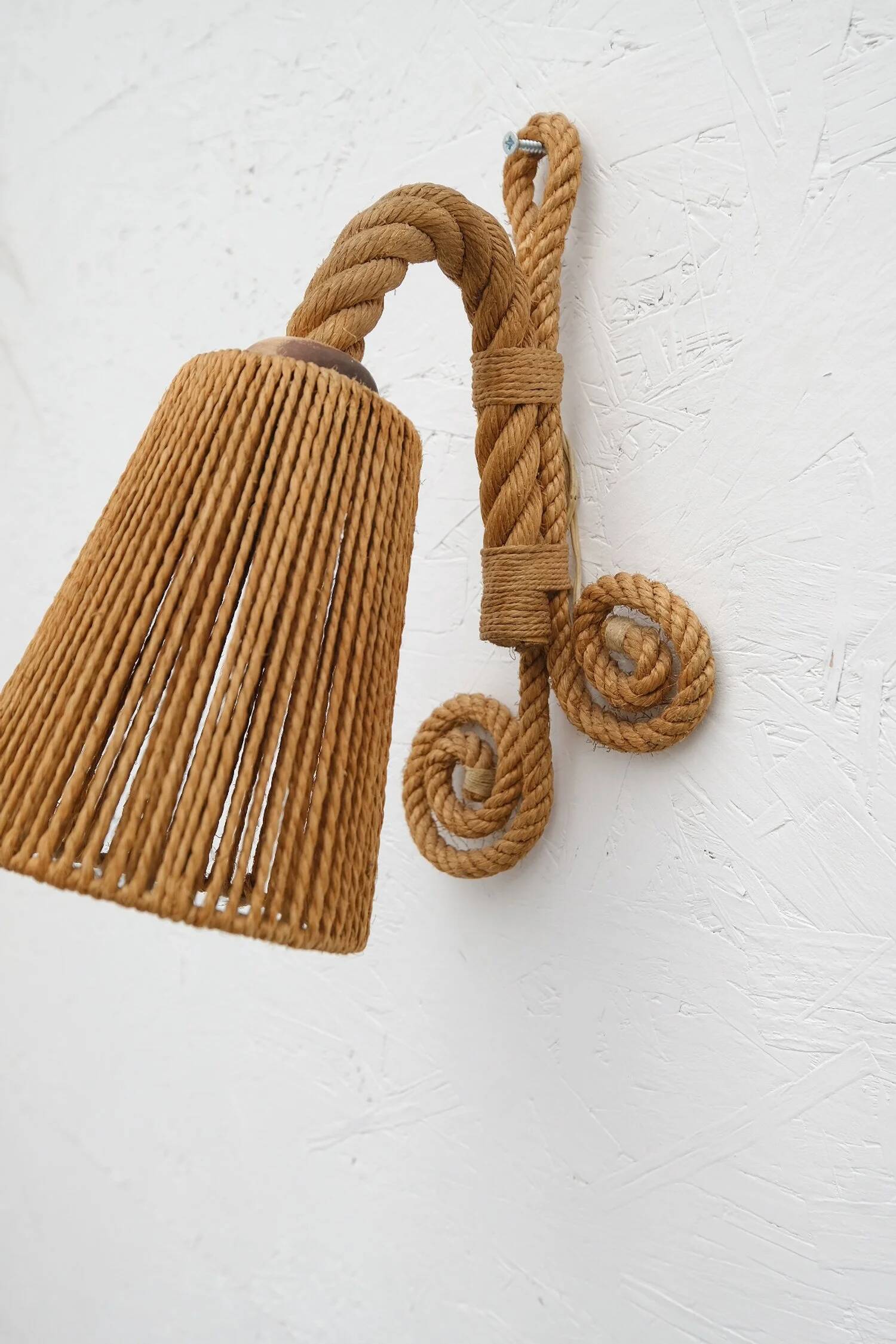 Audoux & minet rope wall light, france 1950