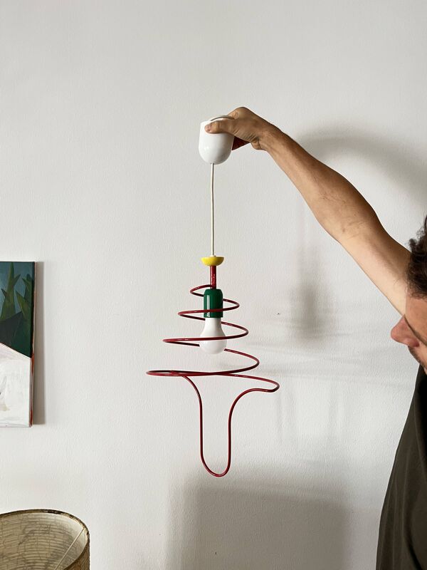 Suspension Pop Art Spirale, Plafonnier, ESTO Autriche, 1980